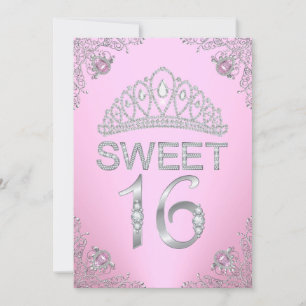 Hübsche rosa Diamant-Tiara Sweet 16 Einladung