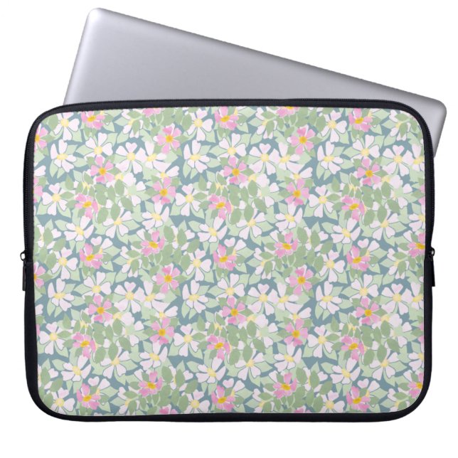 Hübsche rosa Dogros am dunkelblauen Laptop-Sieb Laptopschutzhülle (Vorderseite)