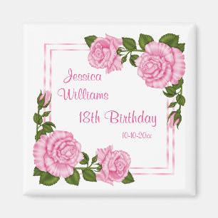 Hübsche rosa Eckblumenstrauß-18. Geburtstag Magnet