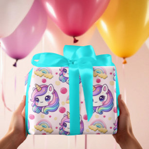 Hübsche rosa Einhörner  Geschenkpapier Set