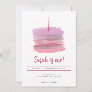 Hübsche rosa Einladung zum ersten Geburtstag