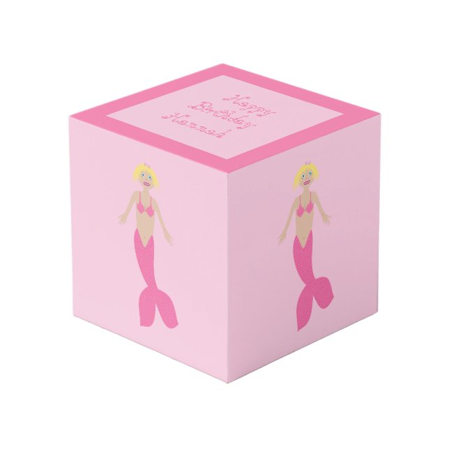 Hübsche rosa Fantasie Mermaid Custom Foto Upload Würfel (Vorderseite Schrägansicht)