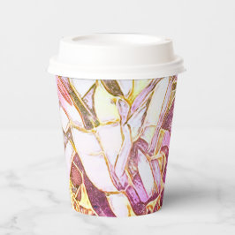 Hübsche Rosa Farben und Imitats Gold Blume Pappbecher