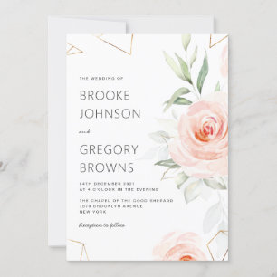 Hübsche rosa Farbtöne der geometrischen Blush-Hoch Einladung