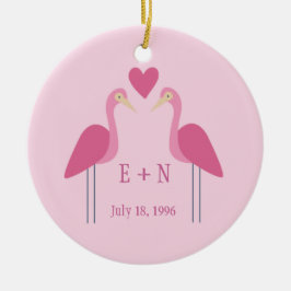 Hübsche Rosa Flamingo Niedliche Hochzeit Jahrestag Keramik Ornament