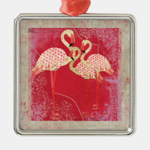 Hübsche rosa Flamingo-Verzierung Ornament Aus Metall