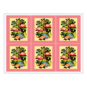 Hübsche rosa Flamingo-Vogel-Blumenwein-Aufkleber Weinetikett