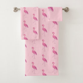 Hübsche rosa Flamingos auf einem rosa Hintergrund Badhandtuch Set
