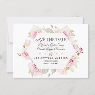Hübsche rosa florale geometrische Hochzeit Rettet  Save The Date