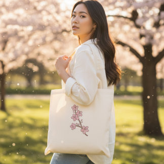 Hübsche rosa florale Zweig-Frühlingsblüten-Tasche Tragetasche