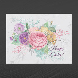 Hübsche Rosa Frühlingsblumen Bouquet Oster Feiertagspostkarte