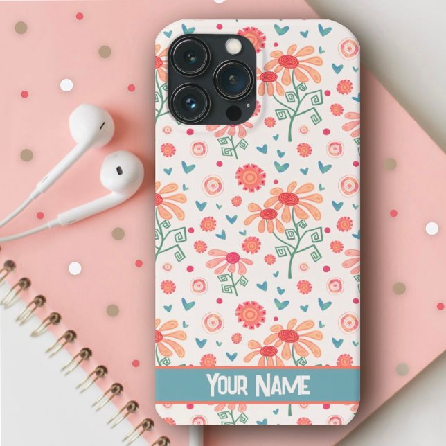 Hübsche Rosa Frühlingsblumen Muster Inspirivity Case-Mate iPhone Hülle (Von Creator hochgeladen)