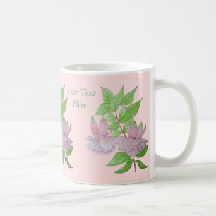 hübsche rosa Fuchsienose Blume mit Blätter Kaffeetasse