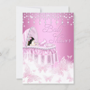 Hübsche rosa funkelnde Schmetterlings-Baby-Party-E Einladung