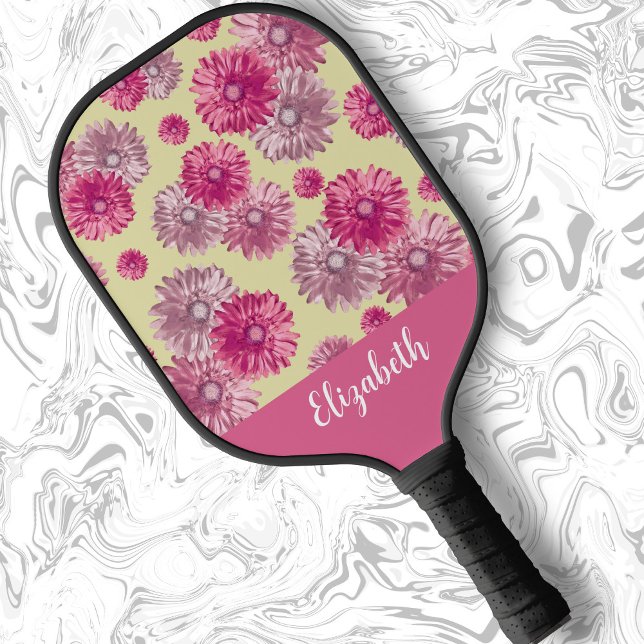 Hübsche rosa Gänse im Blumenstil für Mama Pickleball Schläger (Von Creator hochgeladen)