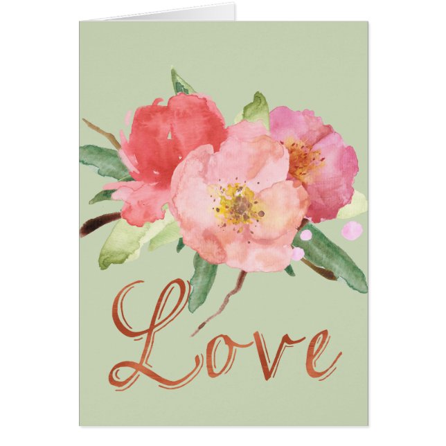 Hübsche rosa Garten-Blumenwatercolor-Liebe (Vorne)