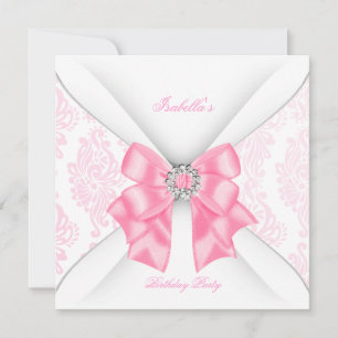 Hübsche rosa Geburtstagsfeier weißer Diamant-Bogen Einladung