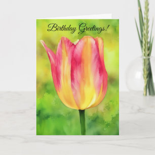 Hübsche Rosa Gelbe Tulip Blume Karte