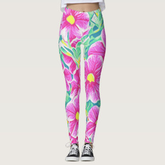 Hübsche rosa gelbe weiße u. grüne BlumenLeggings Leggings