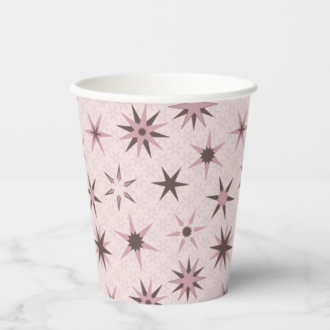 Hübsche rosa Geo-Sterne - Muster. Pappbecher (Vorderseite)