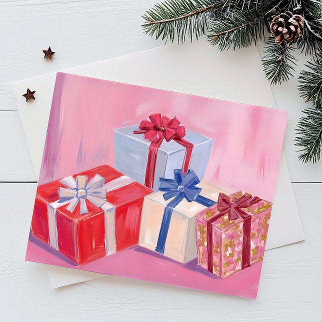 Hübsche rosa Geschenke | Weihnachtsgeschenke Wasse Feiertagskarte (Von Creator hochgeladen)