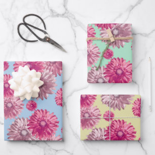 Hübsche Rosa Ggerbera daisa Blume Geschenkpapier Set