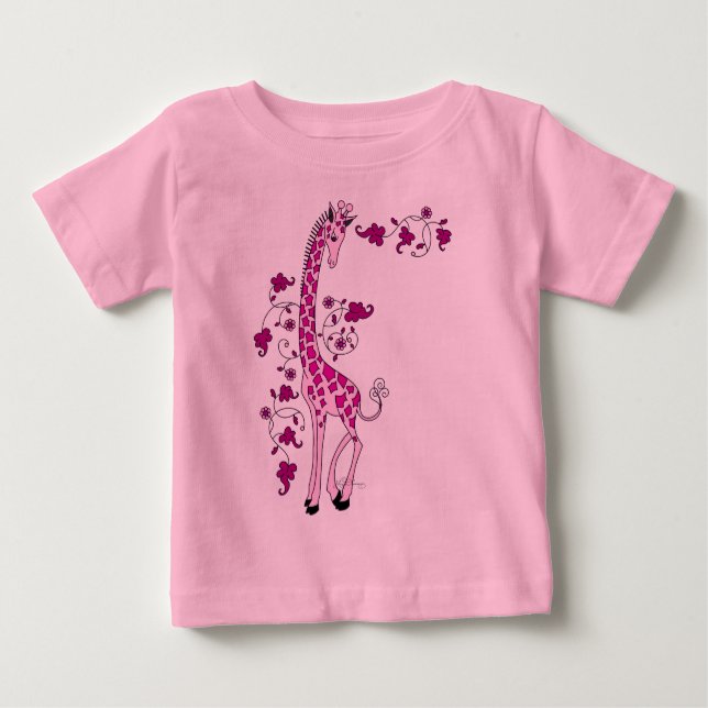 Hübsche Rosa Giraffe Baby T-shirt (Vorderseite)