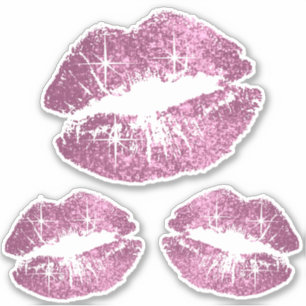 Hübsche Rosa Glitzer Lippen - Kiss-Cut Aufkleber