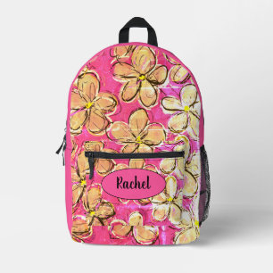 Hübsche Rosa-Gold-Blume Bedruckter Rucksack