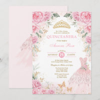 Hübsche Rosa Gold Rose Princess Dress Quinceañera