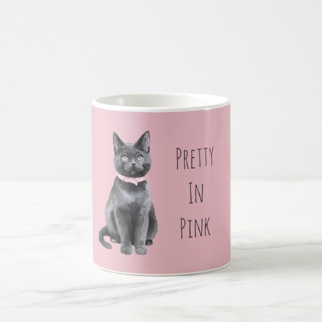 Hübsche rosa graue Katze Kaffeetasse (Mittel)