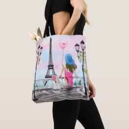 Hübsche Rosa Herzballon in Paris Tote Tasche