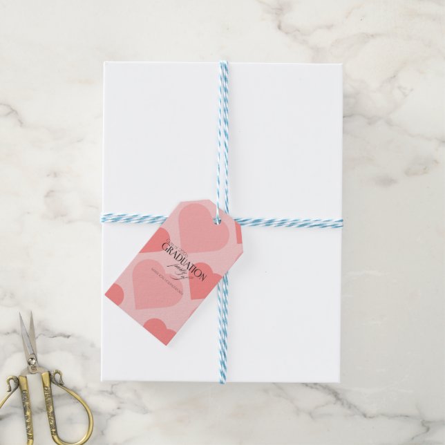 Hübsche rosa Herzen Abschlussfeier Geschenkanhänger (Mit Garn)