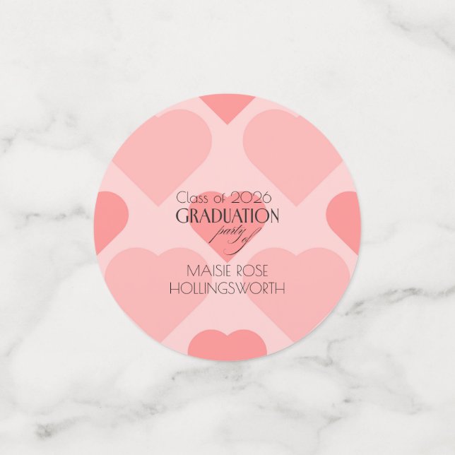 Hübsche rosa Herzen Abschlussfeier Konfetti (Klein Rückseite)