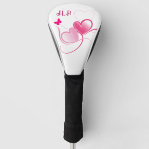 Hübsche rosa Herzen mit Schmetterling Golf Headcover