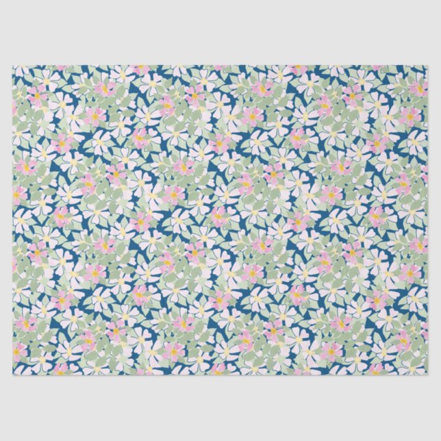 Hübsche, rosa Hundehunde-Rose auf dem Deep Blue Ti Seidenpapier (Vorderseite)