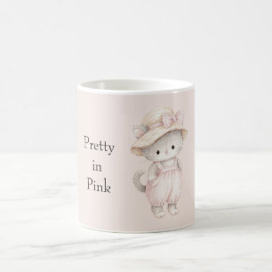 Hübsche rosa Katze Kaffeetasse