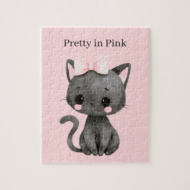 Hübsche rosa Katze Puzzle (Vertikal)