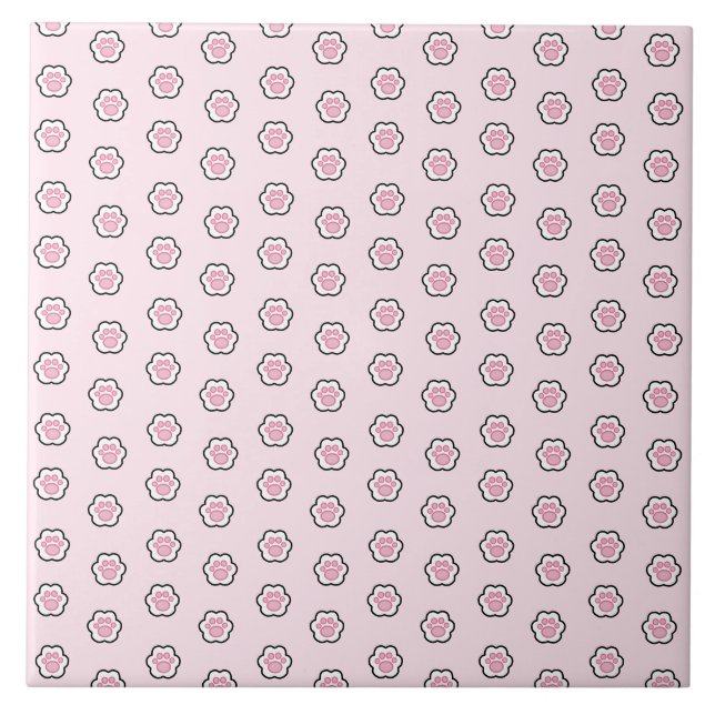Hübsche rosa Katzenpfote Keramikfliese (Vorderseite)