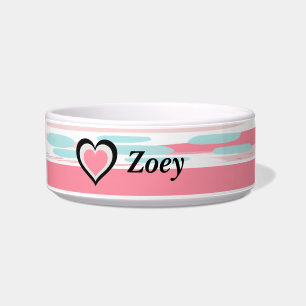 Hübsche rosa Keramik Dog Bowl mit Herz Napf