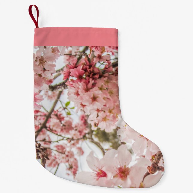 Hübsche rosa Kirschblüten - Kleiner Weihnachtsstrumpf (Vorderseite)