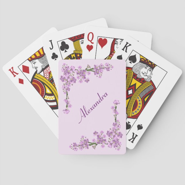 Hübsche rosa Kirschblüten Spielkarten (Rückseite)