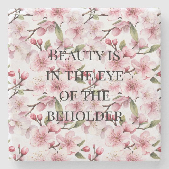 Hübsche rosa Kirschblüten Steinuntersetzer (Vorderseite)