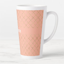 Hübsche Rosa Koralle Gold Quatrefolie Personalisie Milchtasse