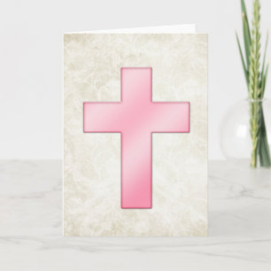 Hübsche rosa Kreuz 3 Christliche Grußkarte Feiertagskarte