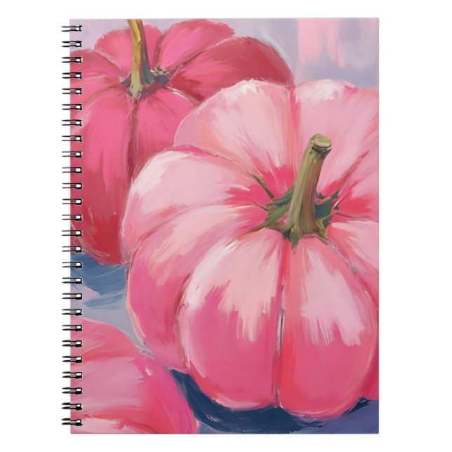 Hübsche rosa Kürbisse Wasserfarbe Notizblock (Vorderseite)