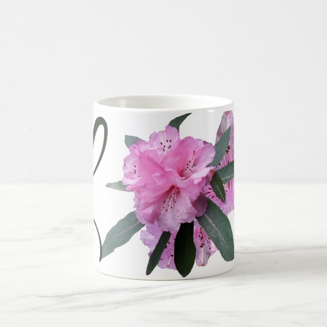 Hübsche Rosa L-Monogramm-Bezeichnung Lizzie Kaffeetasse (Mittel)