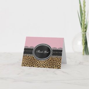 Hübsche rosa Leopard Danksagungskarten Dankeskarte