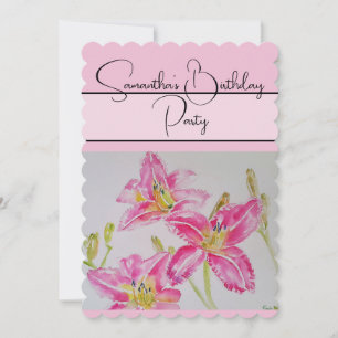 Hübsche rosa Lilie Aquarell Blumen Lilien Einladung