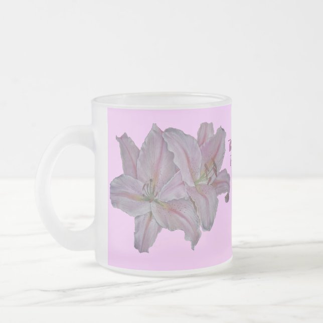 hübsche Rosa Lilie Blume Blumendesign für Mum Mattglastasse (Links)